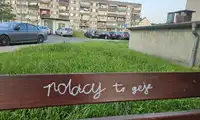 Szokujące bazgroły na ławkach na osiedlu Staszica