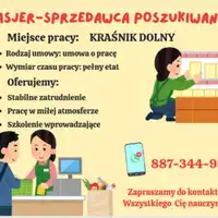 PRZYJMĘ DO PRACY KASJER SPRZEDAWCA 
