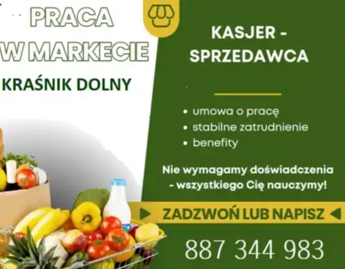 PRZYJMĘ DO PRACY KASJER SPRZEDAWCA 