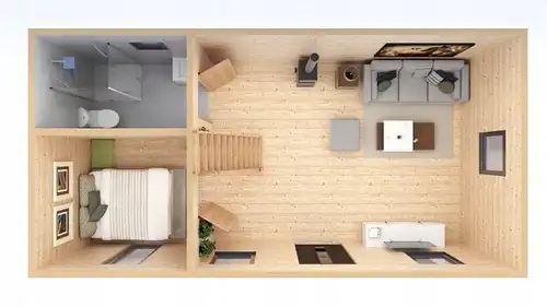 Nowy domek z antresolą do samodzielnego montażu 21,5m2  4,3m/5m