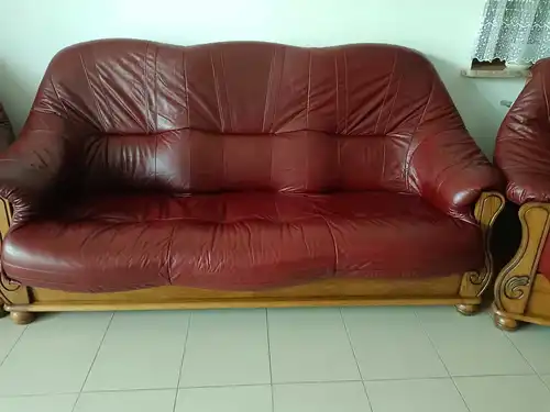Zestaw wypoczynkowy skórzany 3 + 1 + 1 cena ostaeczna nowa skóra. 1 600 zł do negocjacji