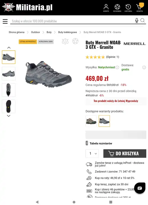 Sprzedam buty Merrell moab 3 gtx 
